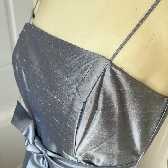 SIRI Women’s Silk Strapless Hepburn Silver Gray A-Line Sheath Dress 6 - Picture 9 of 13